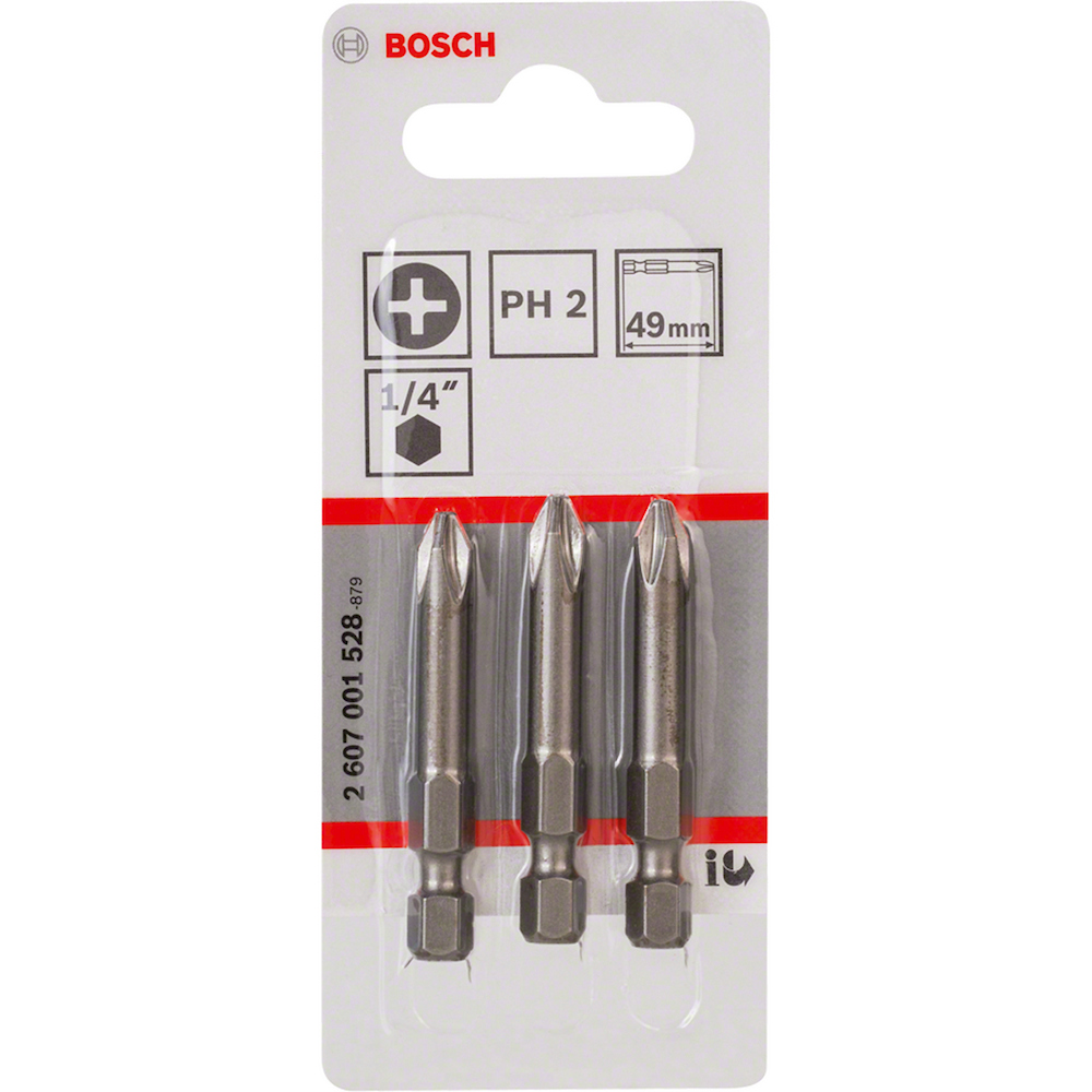 Punta p/atornillar Bosch Extra Hard Phillips PH2, 49mm 3un