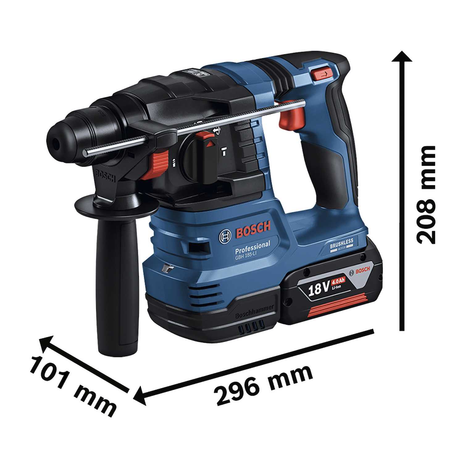 Martillo perforador Bosch GBH 185-LI 18V 2 baterías+maletín - Imagen 2