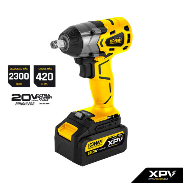 Llave de Impacto 1/2" a Batería 20V Brushless - 420Nm - Konan