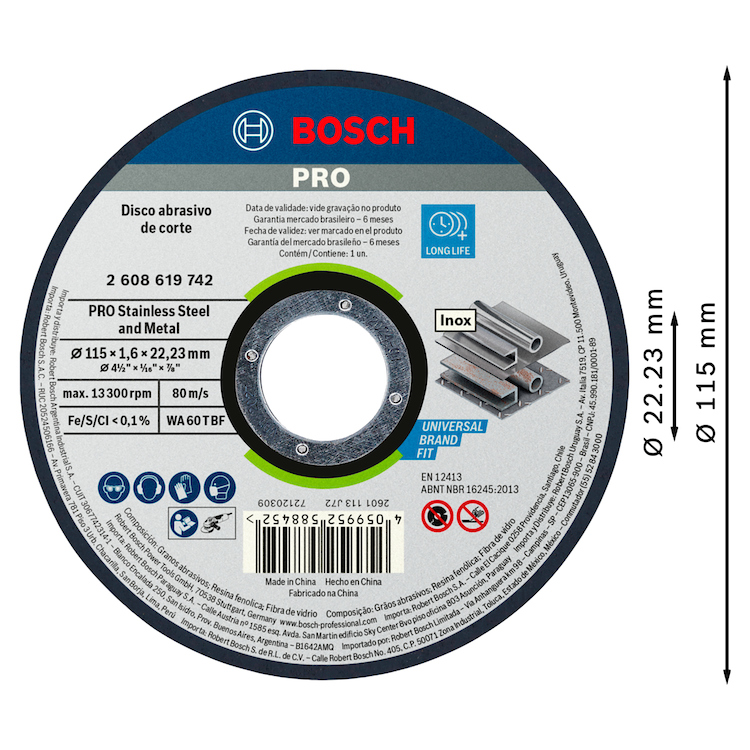 Disco de corte Bosch PRO StainlessSteel&Metal 115x1,6mm Recto - Imagen 2