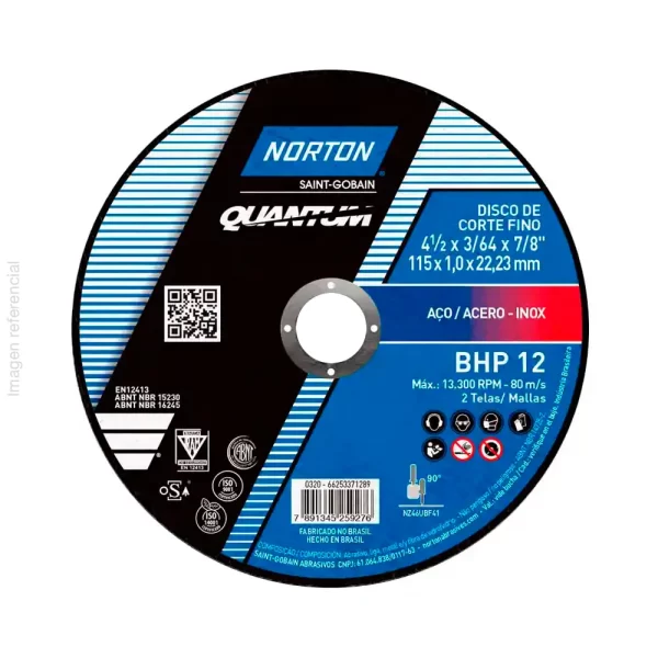 DISCO CORTE PLANO LINEA QUANTUM 115X1.0X22.23