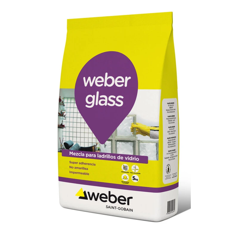WEBER GLASS 5 KG - BLANCO - PEGAMENTO PARA LADRILLOS DE VIDRIO