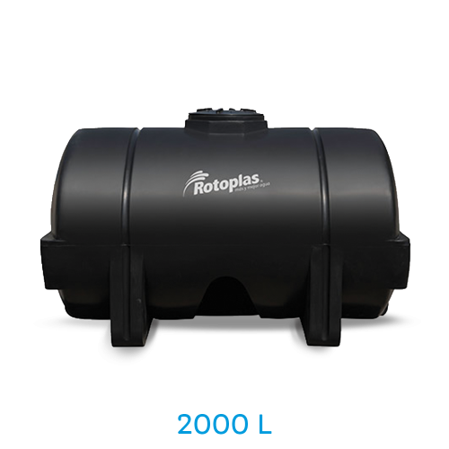 Tanque Horizontal 2000 Litros - Rotoplas - Negro  - Rompeolas, Químicos y Transporte