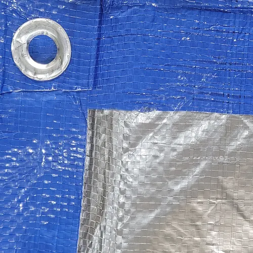 RAFIA CON OJALES 120G 2mts alto (POR METRO DE LARGO) - AZUL/PLATA