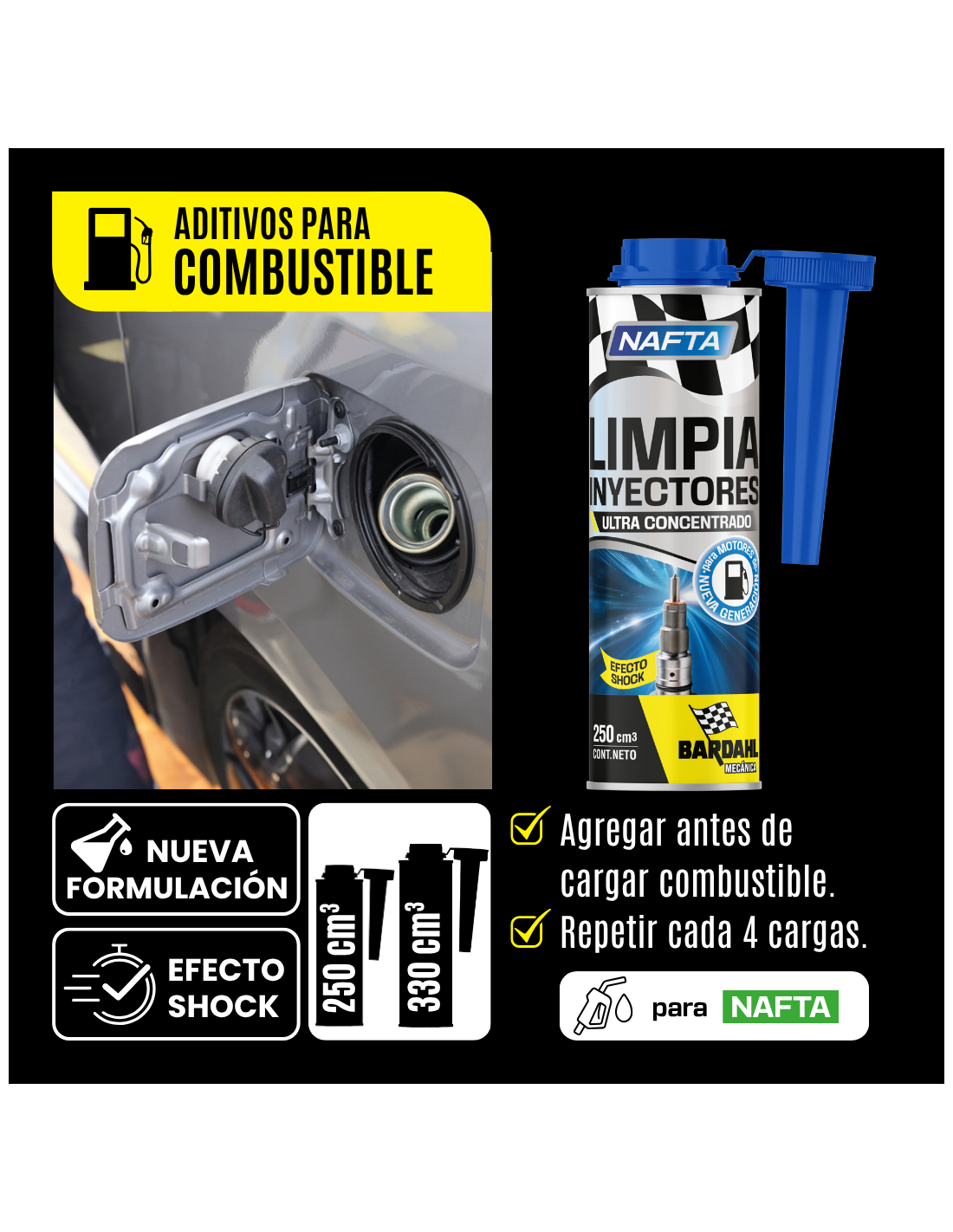 LIMPIADOR PARA INYECTORES - NAFTA 250 CC - BARDAHL - Imagen 3