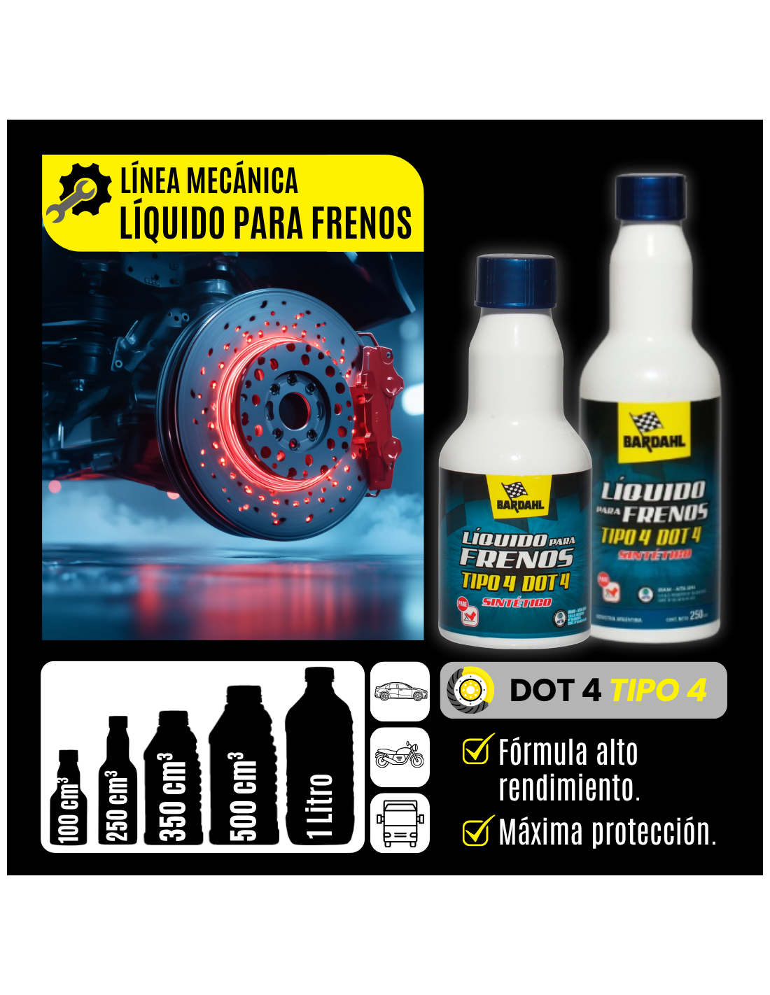 LIQUIDO PARA FRENOS TIPO 4 100 CC – BARDAHL - Imagen 2