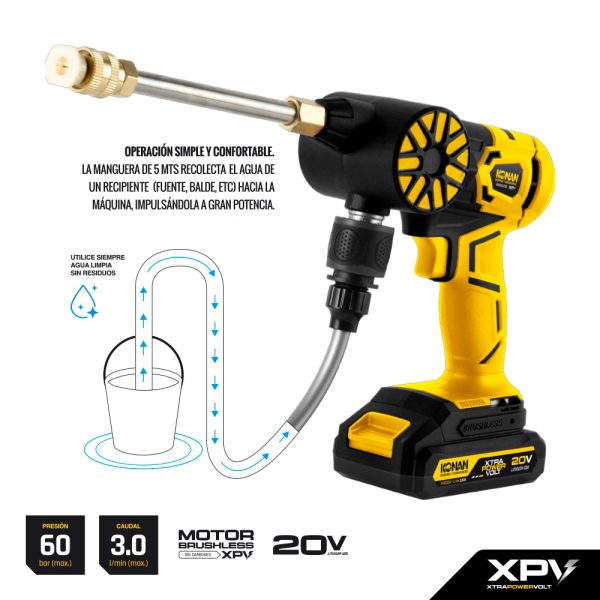 Hidrolavadora a Batería 20V Brushless - inalámbrica