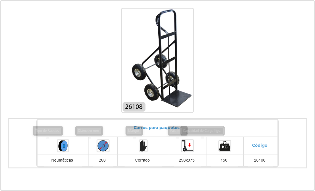 Carro para paquetes - Reforzado - Doble eje 260MM - Imagen 2