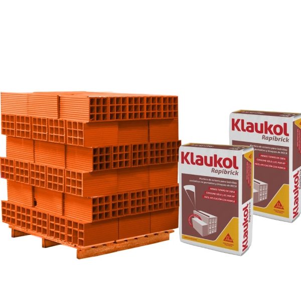 COMBO Ladrillos 18x18x33 (180u) + 2 Bolsas de Klaukol Rapibrick 25kg Pegamento - Combo de construcción